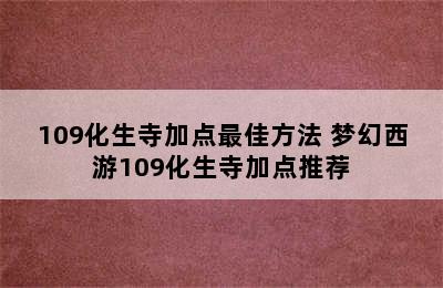 109化生寺加点最佳方法 梦幻西游109化生寺加点推荐